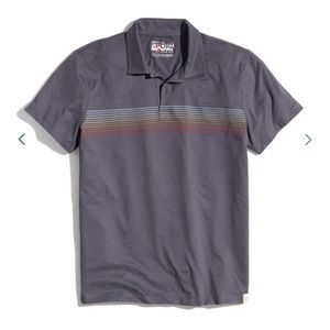 Marine Layer Men's Polo Shirt - Charcoal with Multicolor Stripes